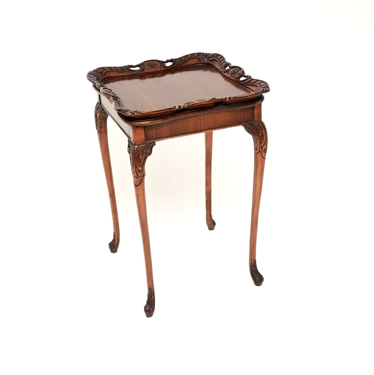 photo furniture Pair Of Antique Mahogany Tray Top Side Tables