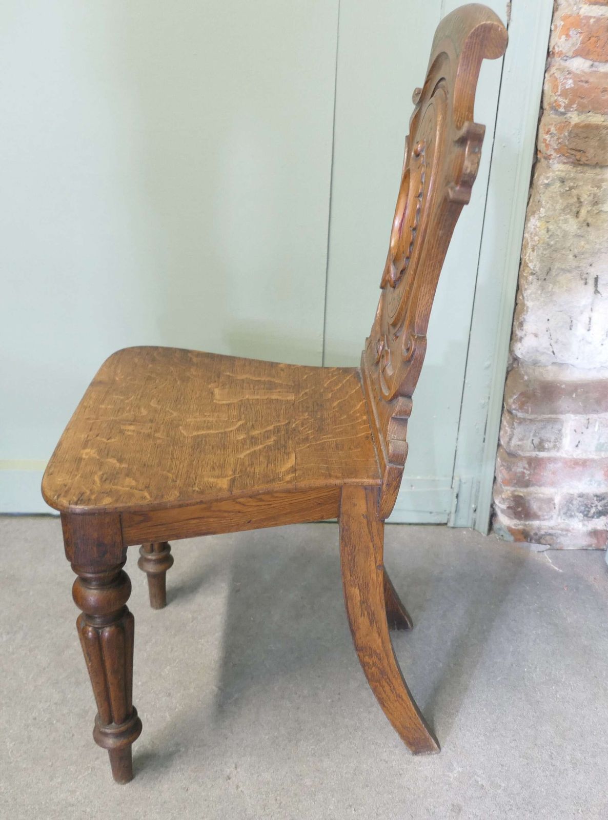 19th Century Golden Oak Hall Chair photo Furniture