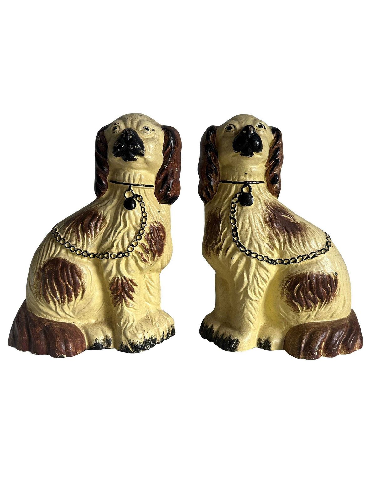 Victorian Pair Of Cast Iron Fireside Dogs / Doorstops   English Hand Painted Late 19th Century photo furniture