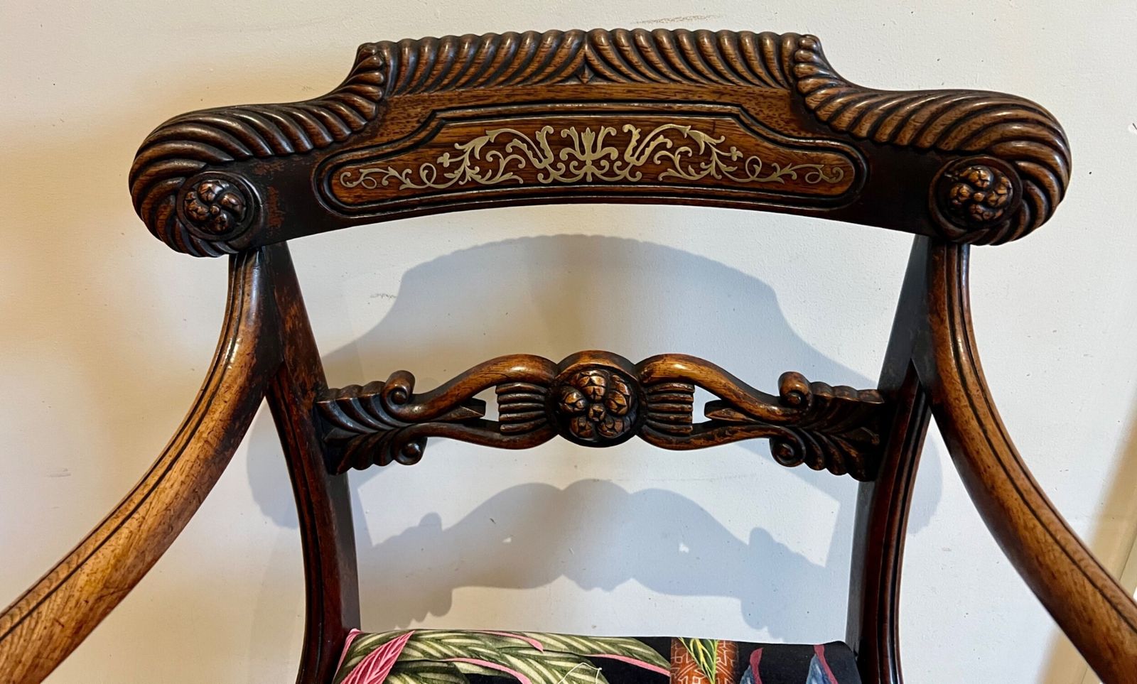 photo furniture Regency Brass Inlaid Rosewood Elbow Chair
