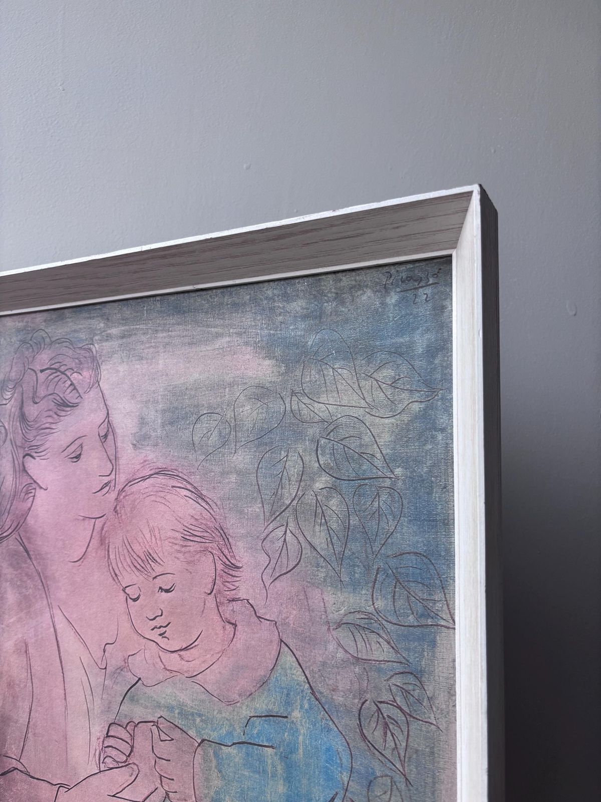 72.0 1950s–60s Framed Picasso Mother And Child Print, Mid Century Modern Wall Art, After Picasso photo