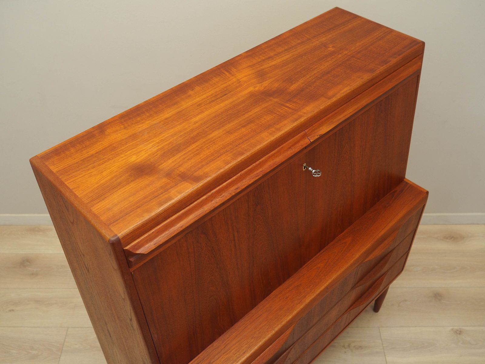photo furniture Teakhouten Secretaire, Deens Design, Jaren 1960, Ontwerper: Erling Torvits, Fabrikant: Klim Møbelfabrik