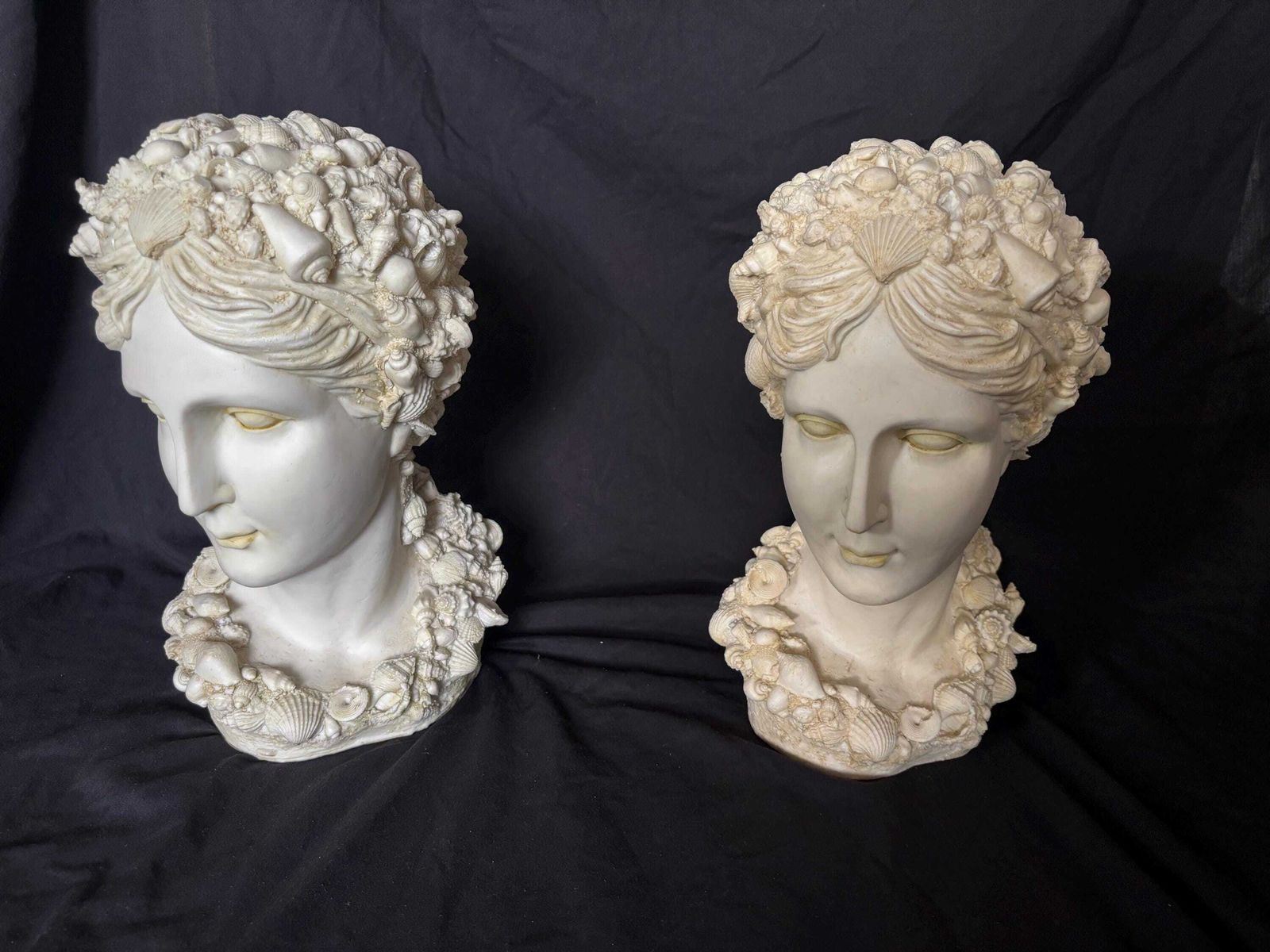 Antique Style Seashell Busts Cast Resin Neoclassical Ladies Busts Figurines photo 145.0