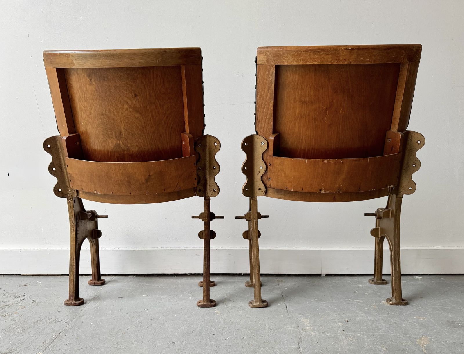 Vintage Pair Of Cinema Seat Backs For Spares photo vintage