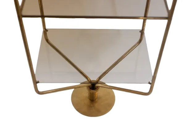 Shelf In Gold Plated Brass With Smoked Glass Shelves. 1970s. photo Furniture