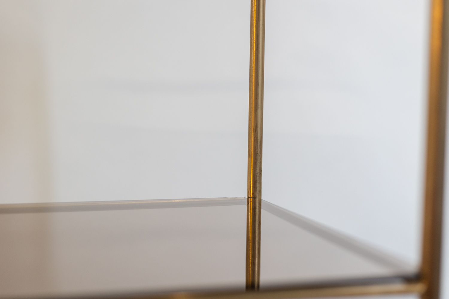 Shelf In Gold Plated Brass With Smoked Glass Shelves. 1970s. photo vintage