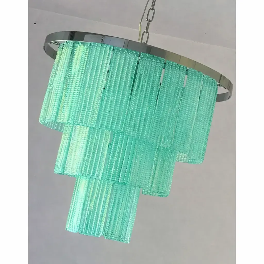 Italian Murano Glass Sputnik Chandelier – Mazzega Inspired, Contemporary Sea Green photo vinterior