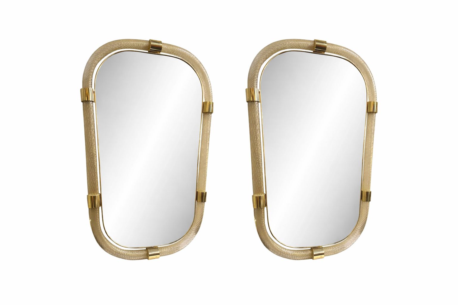 20841.0 Pair Of Italian Murano Glass Wall Mirrors In Gold Leaf “Torciglione” Venetian Design photo
