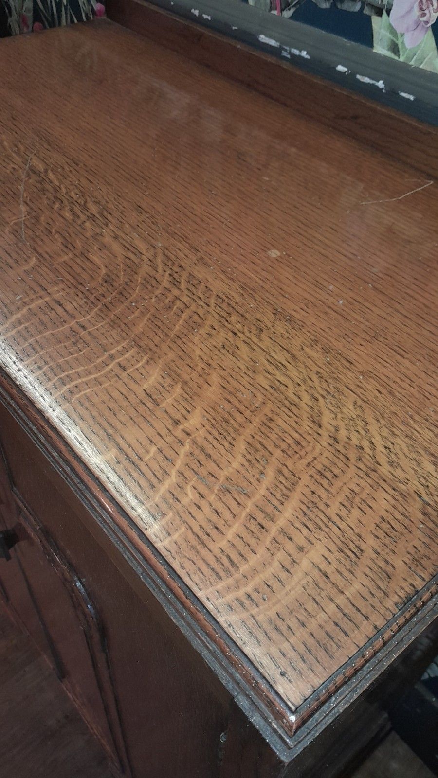 Furniture 1930s Art Deco Medium Oak Tallboy/Linenpress With Doors And 2 Shelves photo