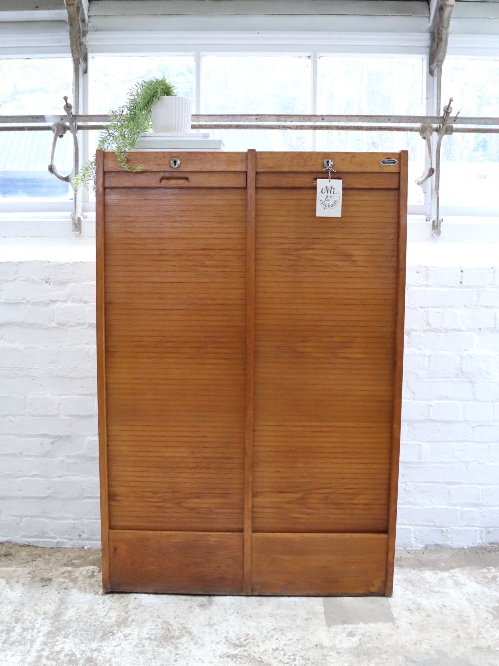 Vintage French Double Tambour Cabinet photo for sale