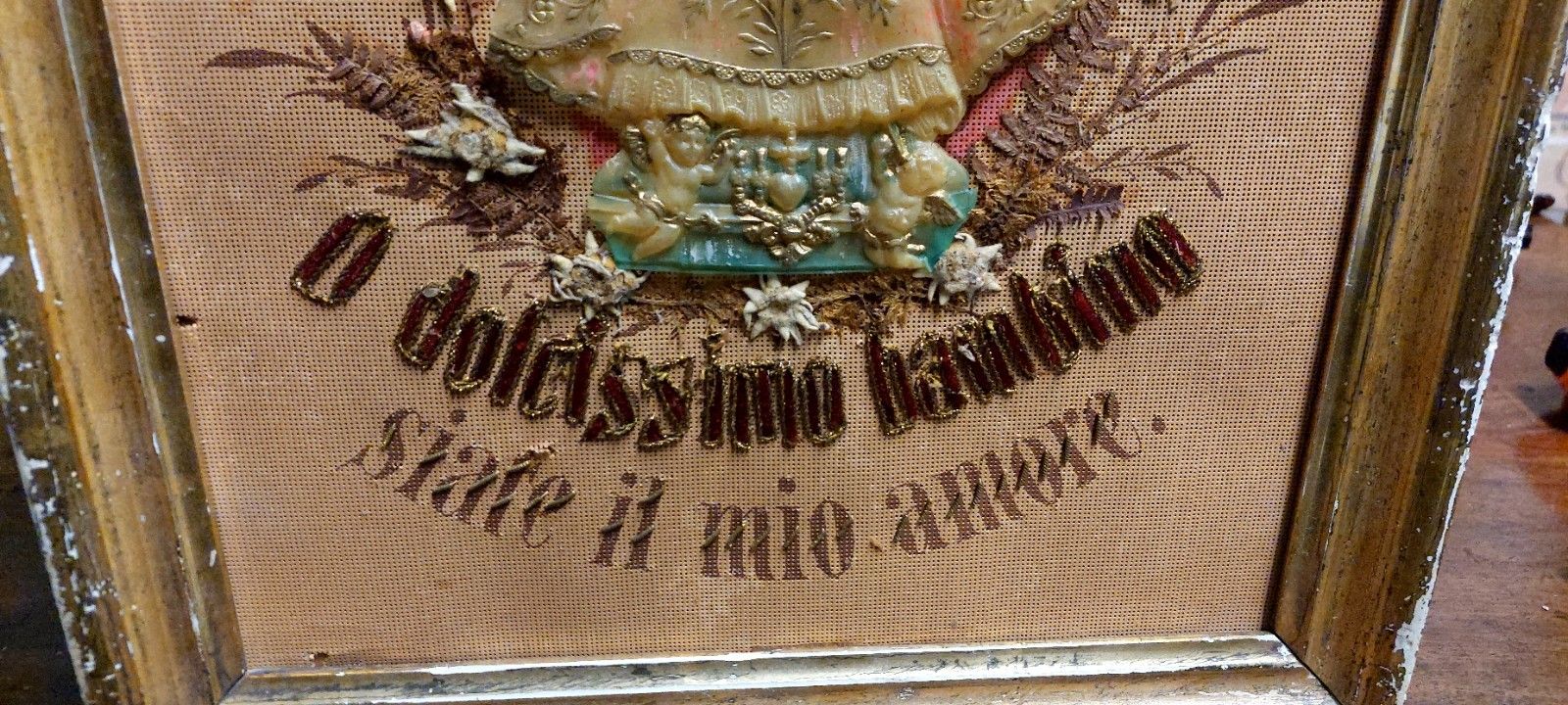 Devotional Embroidery Fabric 19th Century Jesus Child Prague photo for sale