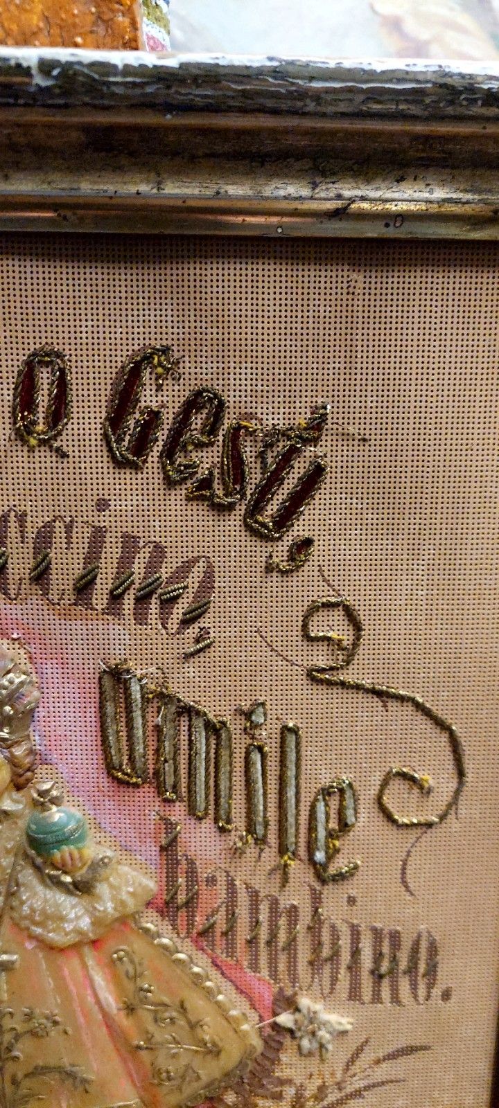 Devotional Embroidery Fabric 19th Century Jesus Child Prague photo Art