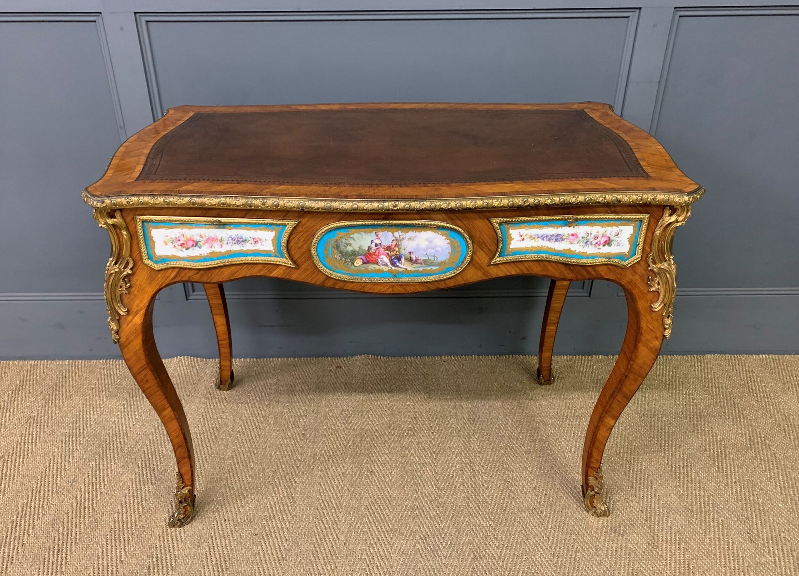 French Tulip Wood Bureau Plat, 1800s photo furniture