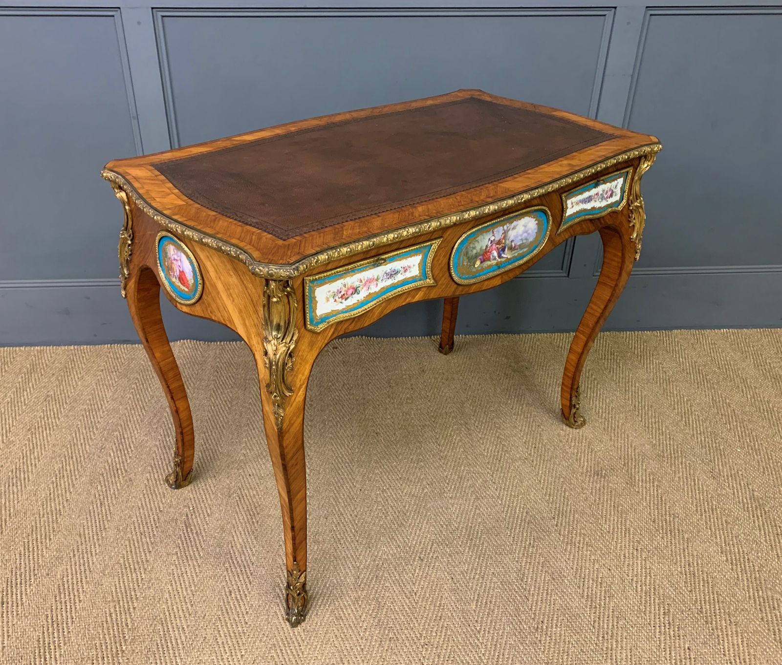 French Tulip Wood Bureau Plat, 1800s