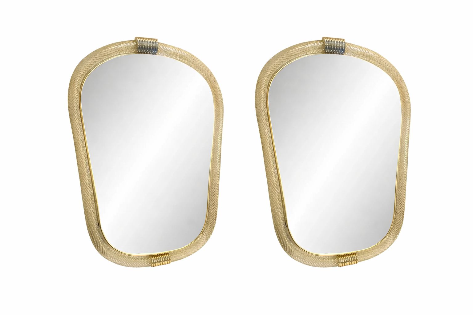 photo furniture Venetian "Torciglione" Torchon Murano Glass Wall Mirror In Barovier Style
