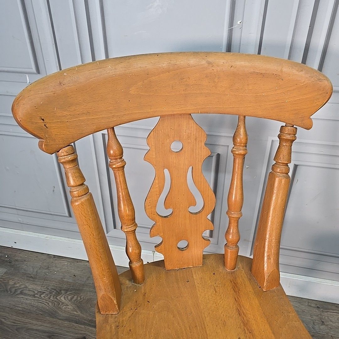 Antique Wooden Farmhouse Chairs Pair 2 Victorian Style Solid Turned Country photo for sale