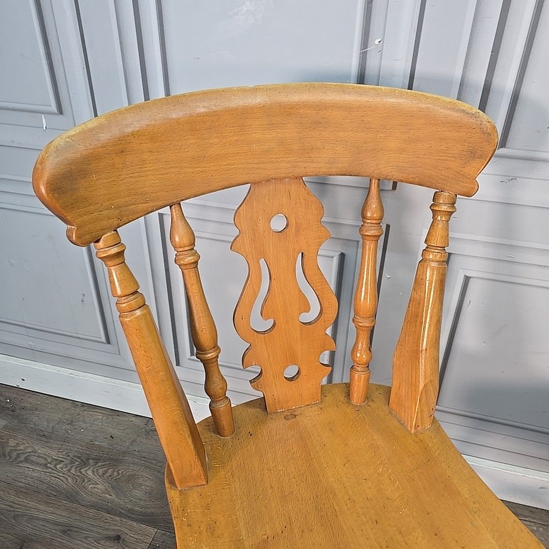 Antique Wooden Farmhouse Chairs Pair 2 Victorian Style Solid Turned Country photo for sale