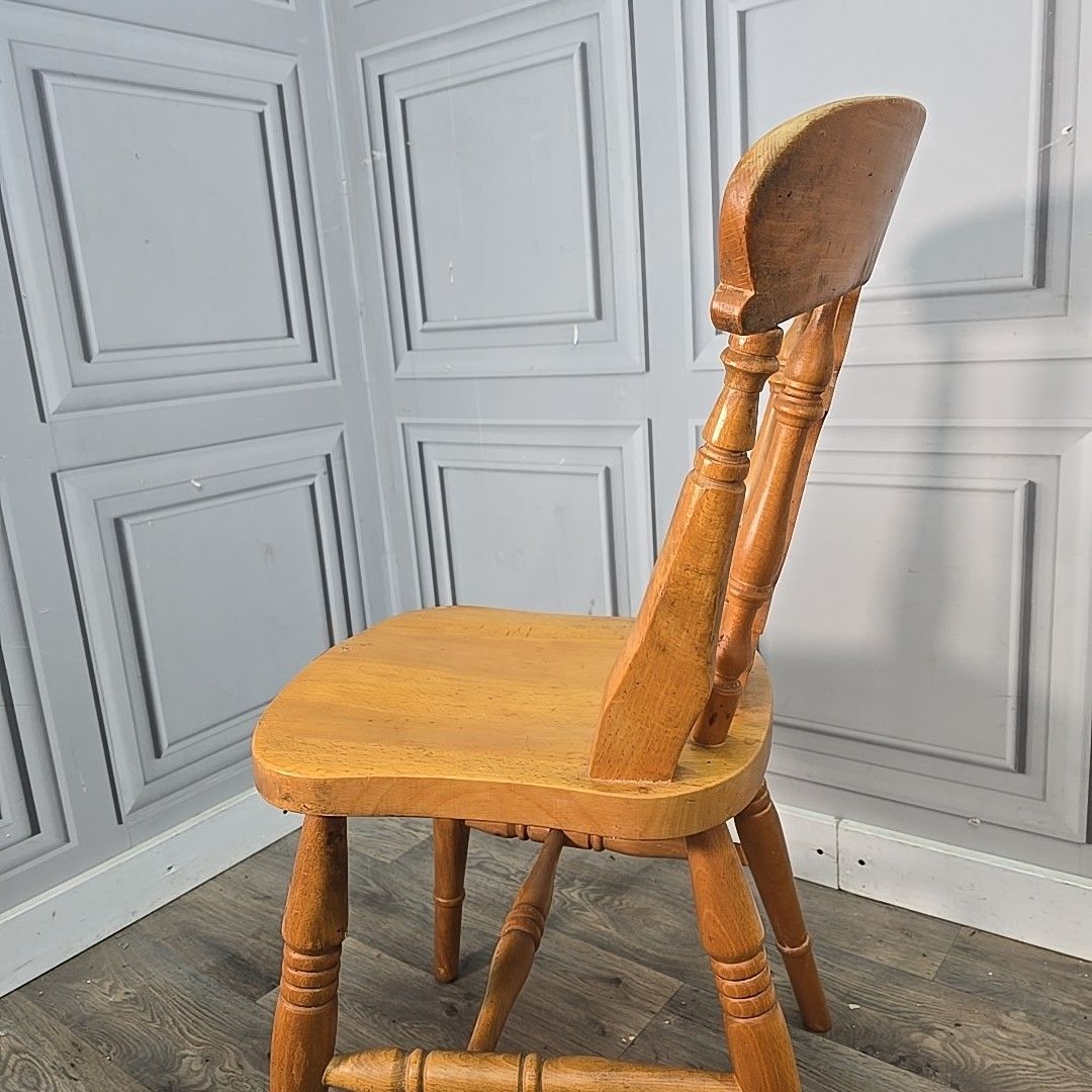 140.0 Antique Wooden Farmhouse Chairs Pair 2 Victorian Style Solid Turned Country photo