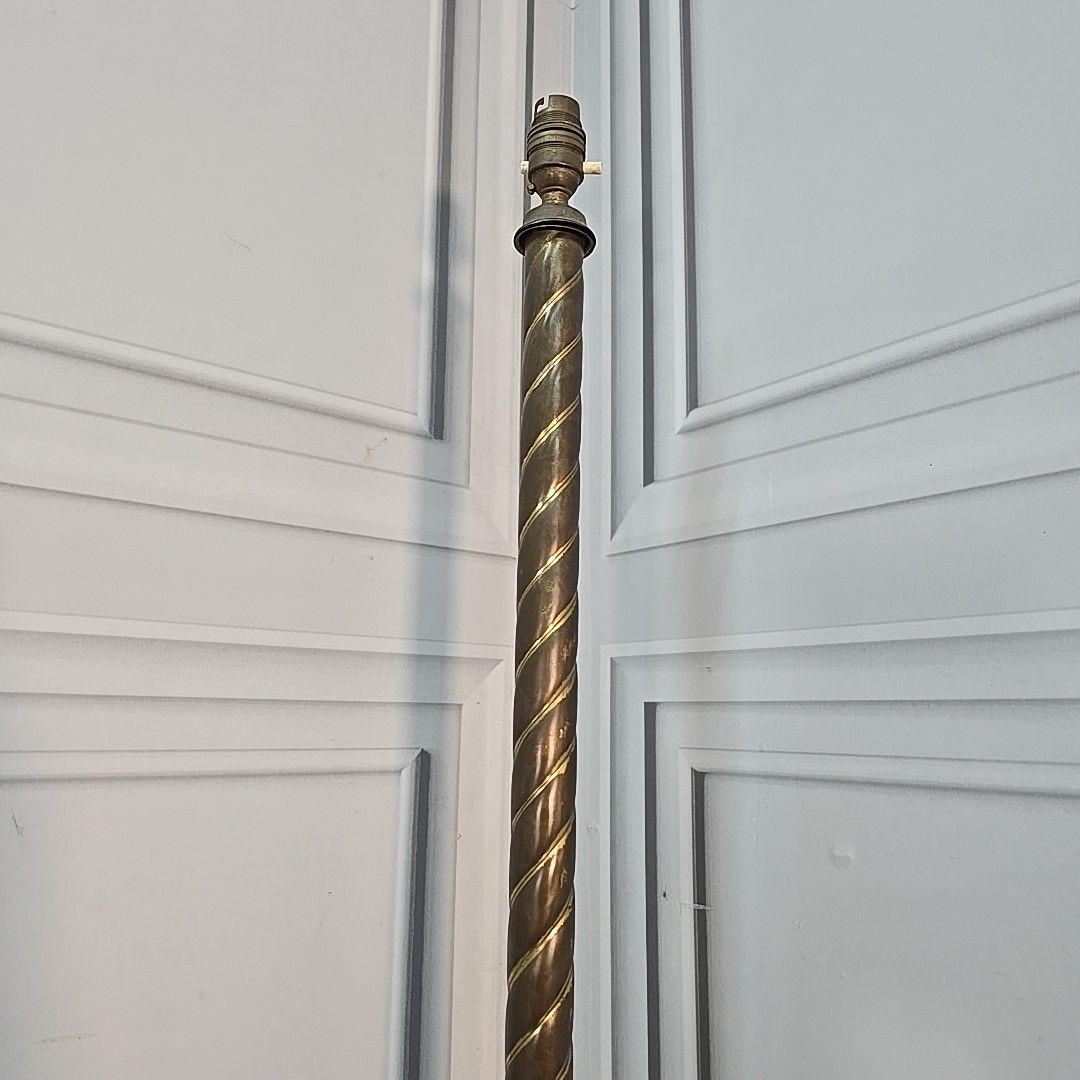 photo for sale Vintage Brass Floor Lamp Barley Twist Column Antique Standard Lamp For Rewire