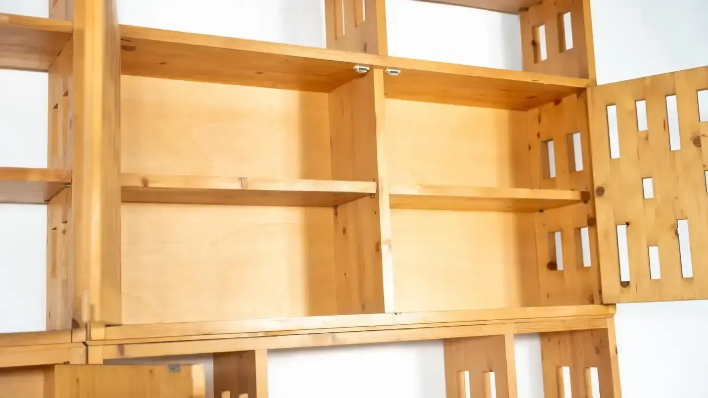 Mid Century Modern Pine Bookcase, Italy, 1970s photo vinterior