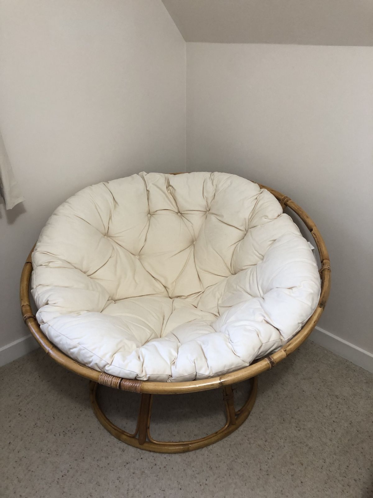 Vintage Cane Papasan Chair With Original Cushion