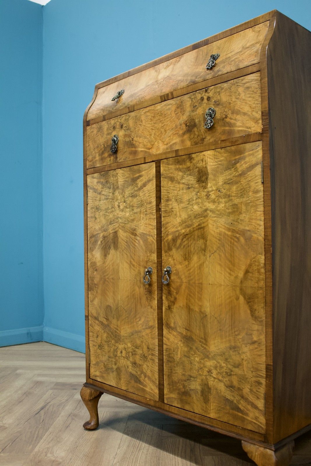 Art Deco Walnut Tallboy Linen Cabinet, 1930s #1689 photo vinterior