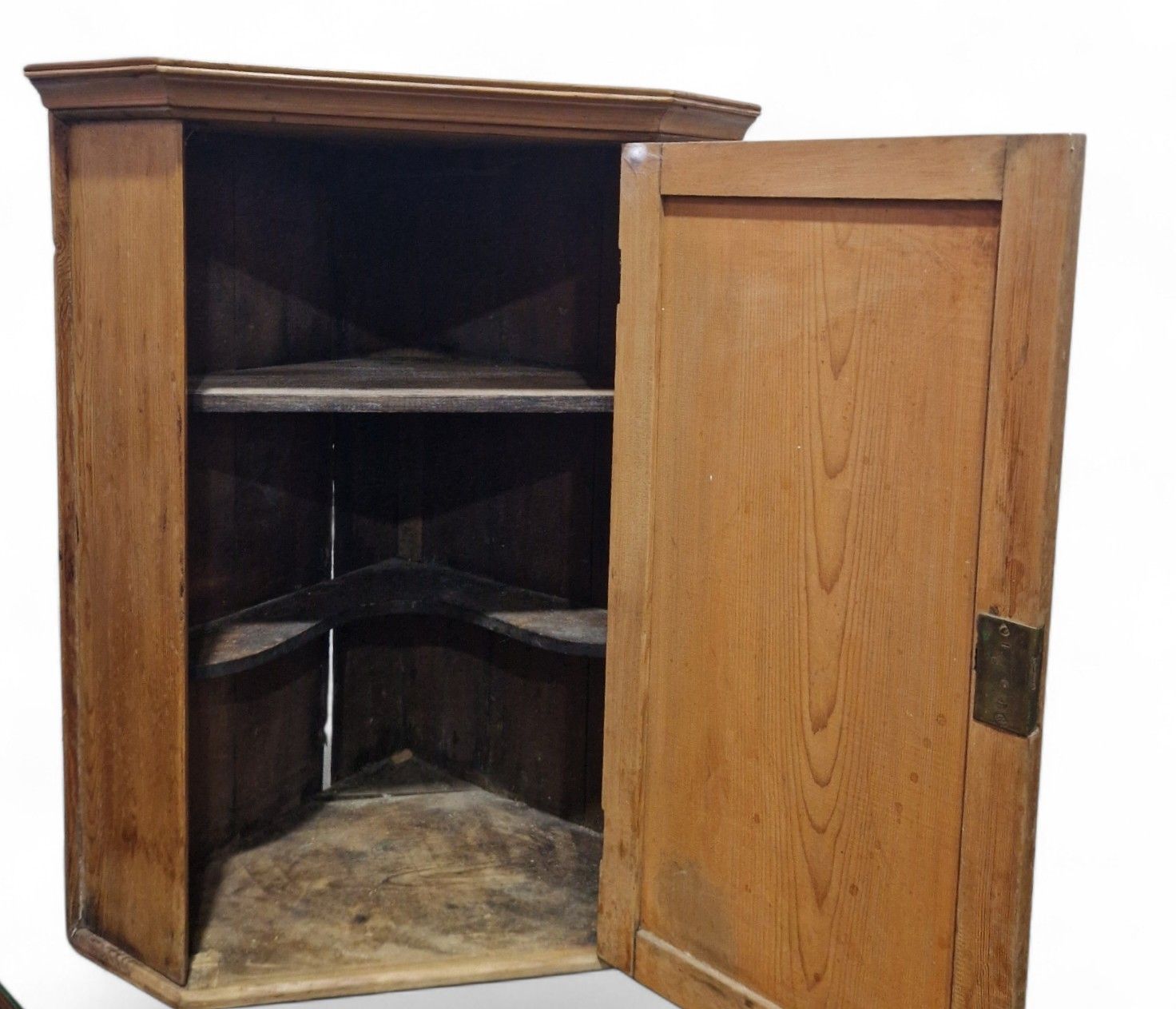 Victorian Oak Wall Mounted Corner Cupboard – Antique Rustic Cabinet With Key photo furniture