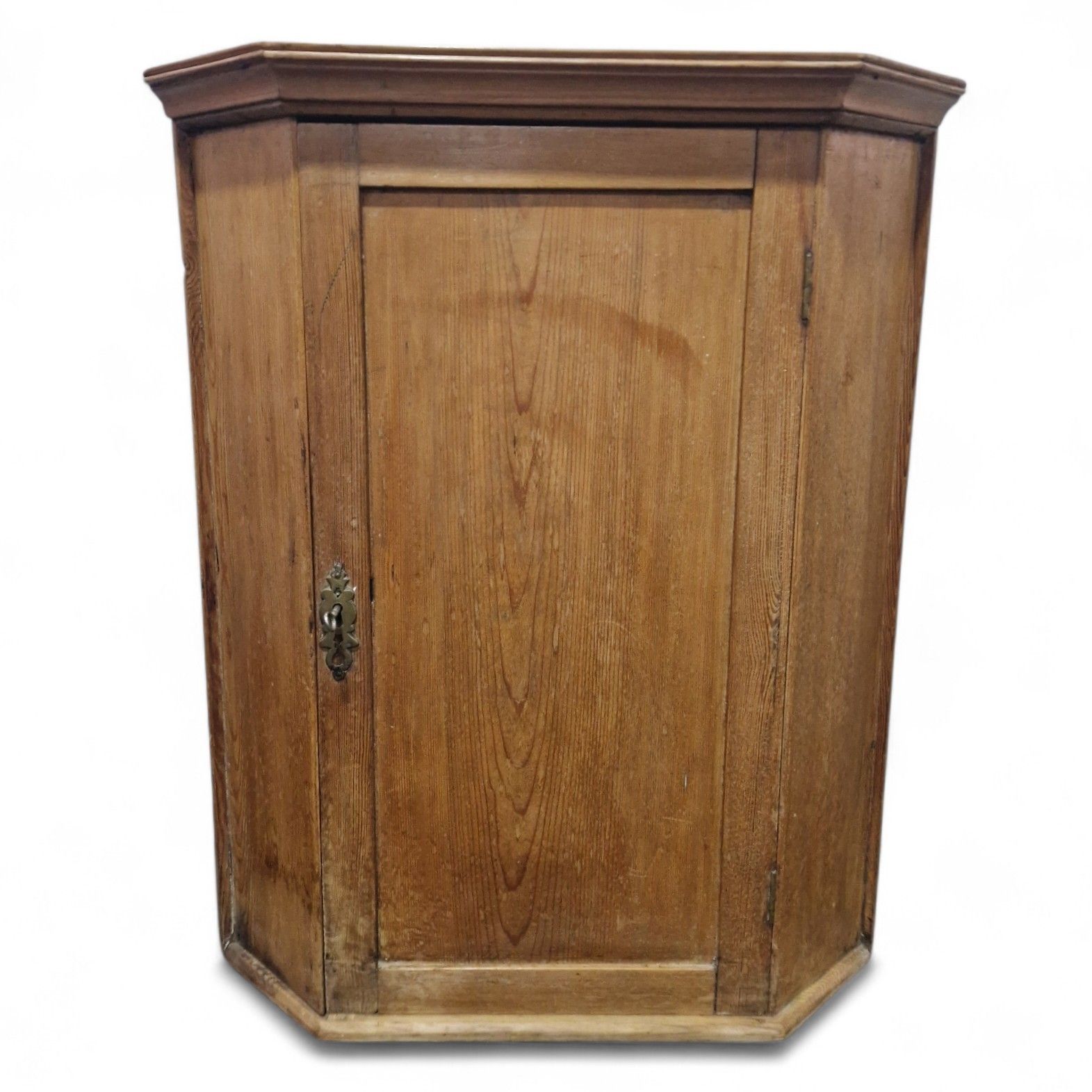 Victorian Oak Wall Mounted Corner Cupboard – Antique Rustic Cabinet With Key photo vinterior