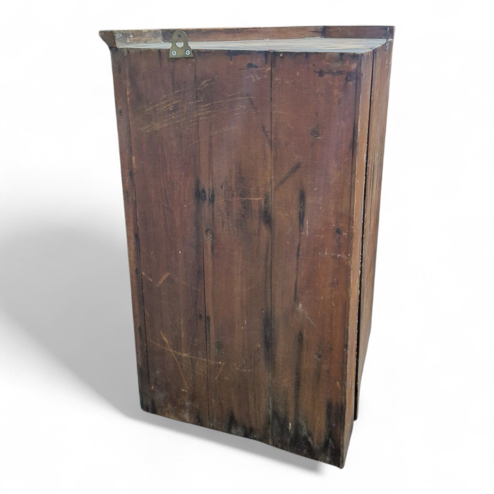 Furniture Victorian Oak Wall Mounted Corner Cupboard – Antique Rustic Cabinet With Key photo