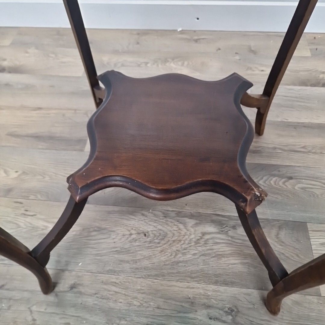 Antique Wooden Edwardian Table Window Side End  Scalloped Top 2 Tier Mahogany photo buy