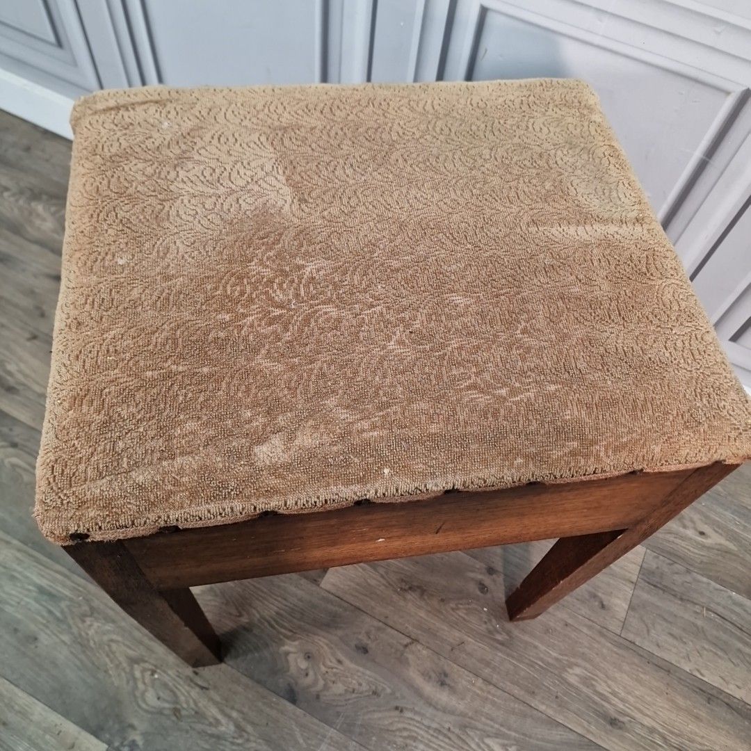Vintage Oak Piano Sewing Stool Lift Up Seat Storage Arts & Crafts Style Retro photo 70.0