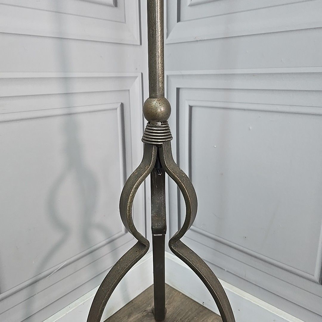 photo for sale Vintage Standard Lamp Industrial Iron Metal Floor Light Tripod For Rewiring