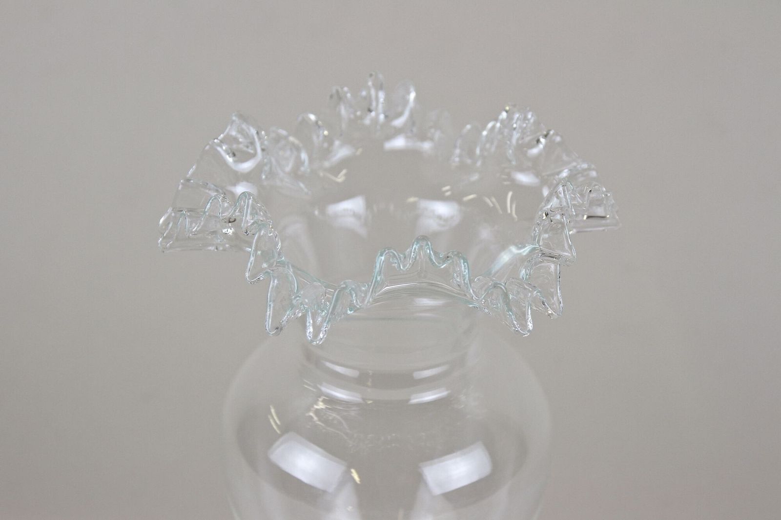 20th Century Art Nouveau Clear Glass Vase, Ruffled Edge, Austria Circa 1910 photo for sale