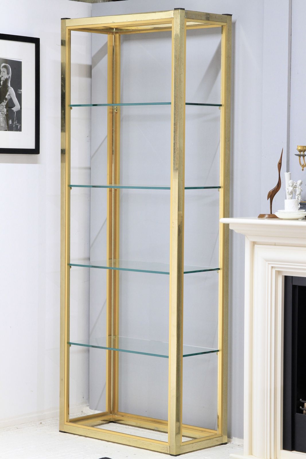 Renato Zevi For Romeo Rega Italian Hollywood Regency Brass And Glass Etagere photo buy