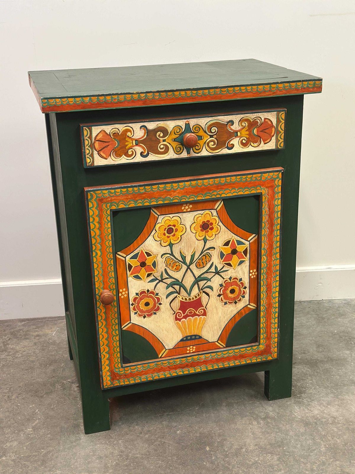 Large Hand Painted Provençal Folk Art Cabinet By A Provençal Artist, 1970s photo furniture
