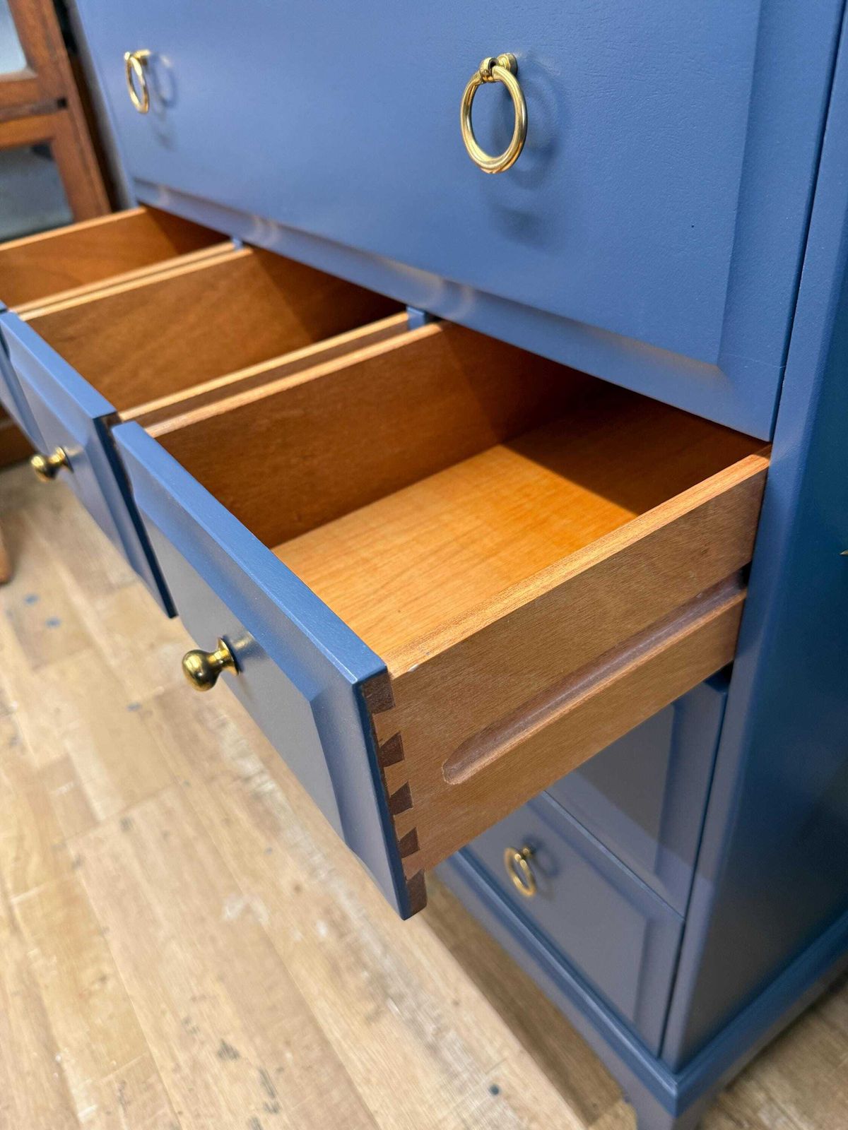 Stag Minstrel 7 Drawer Tallboy In Farrow & Ball Stiffkey Blue photo buy