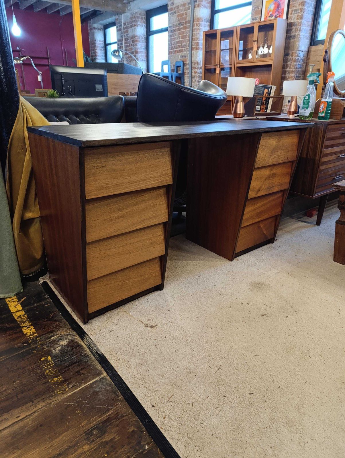 Mid Century One Off Teak Desk, 1980s photo furniture