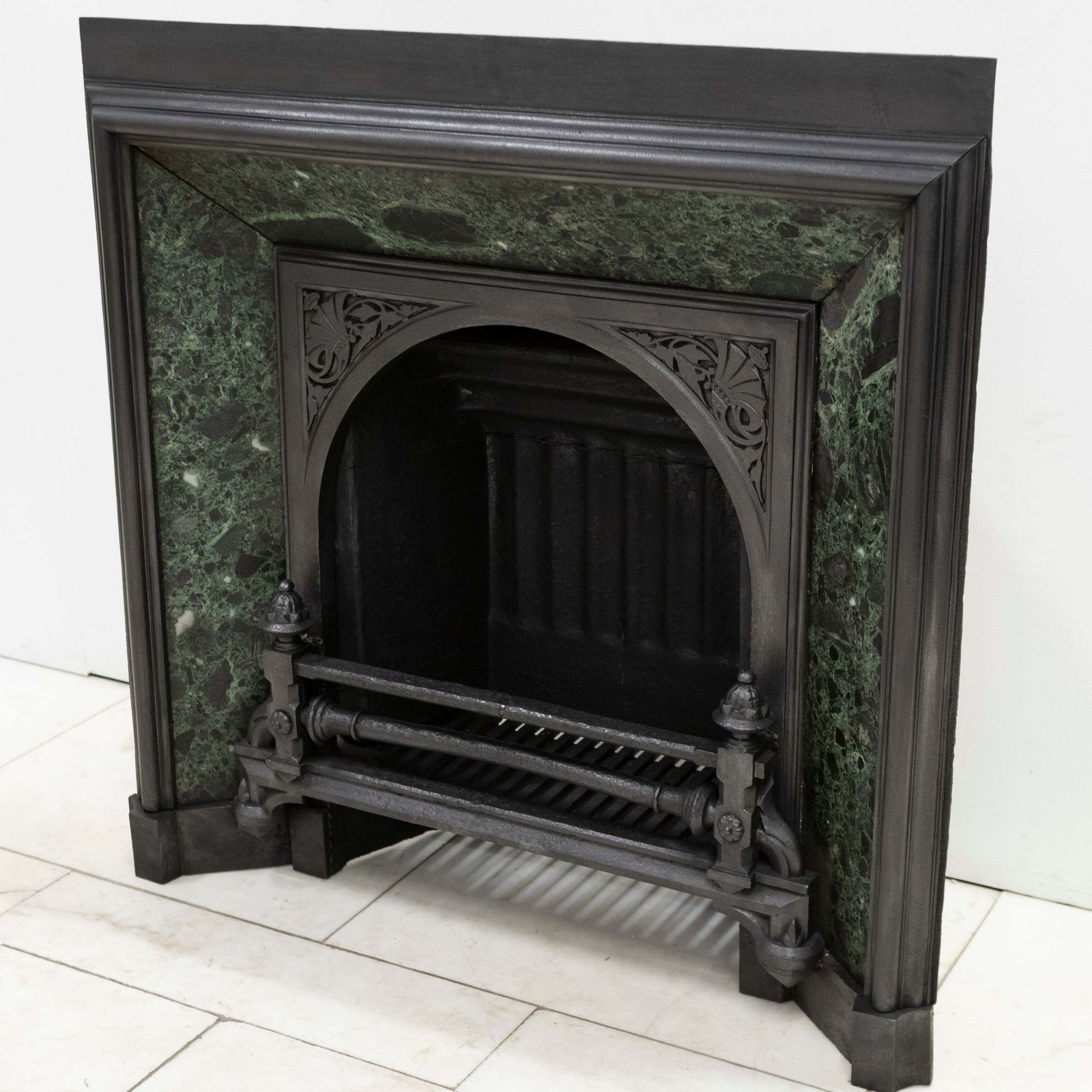 photo buy Antique Victorian Cast Iron Insert With Verde Antico Marble