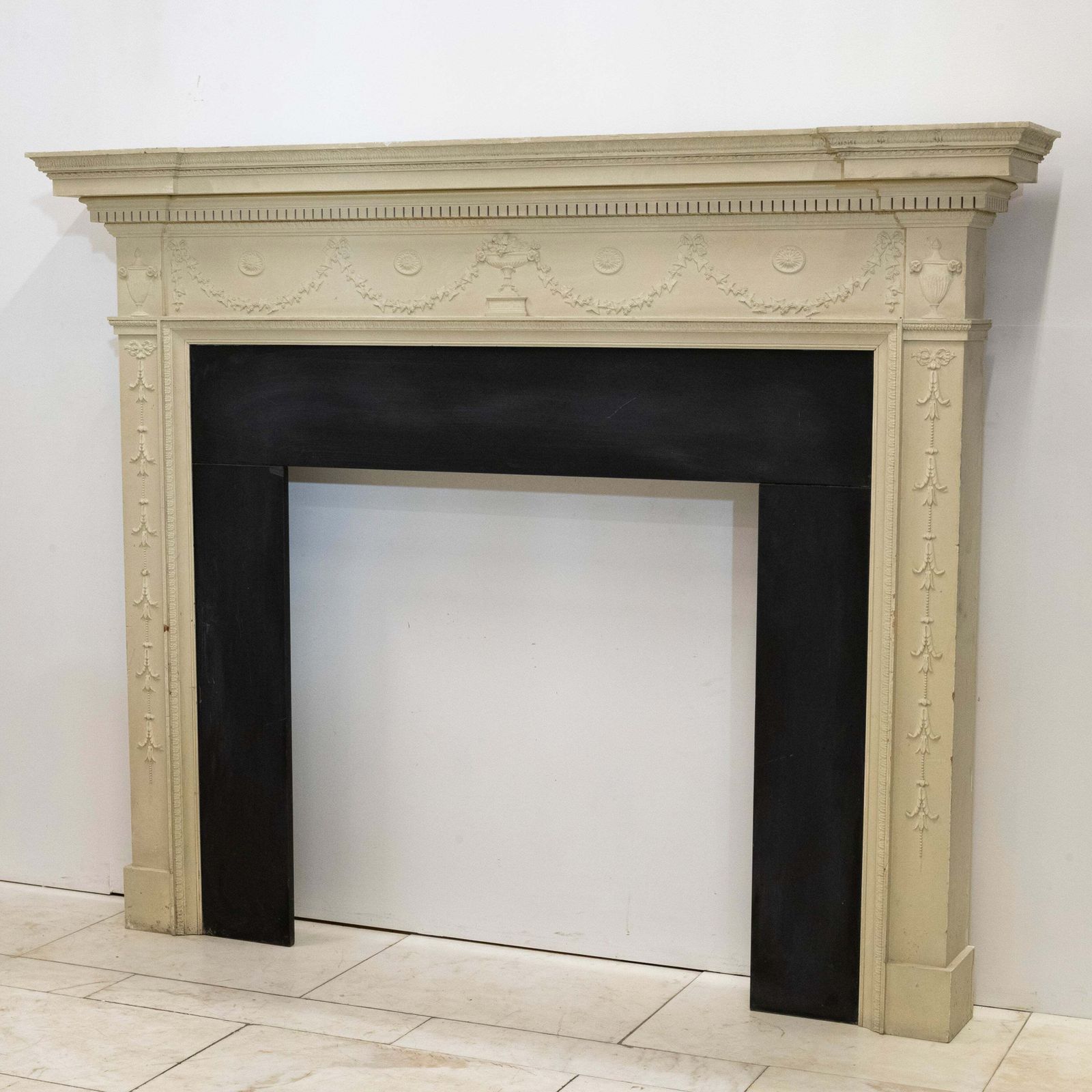 Reclaimed Ornate Regency Style Wooden Surround With Slate Slips photo Home Fixtures