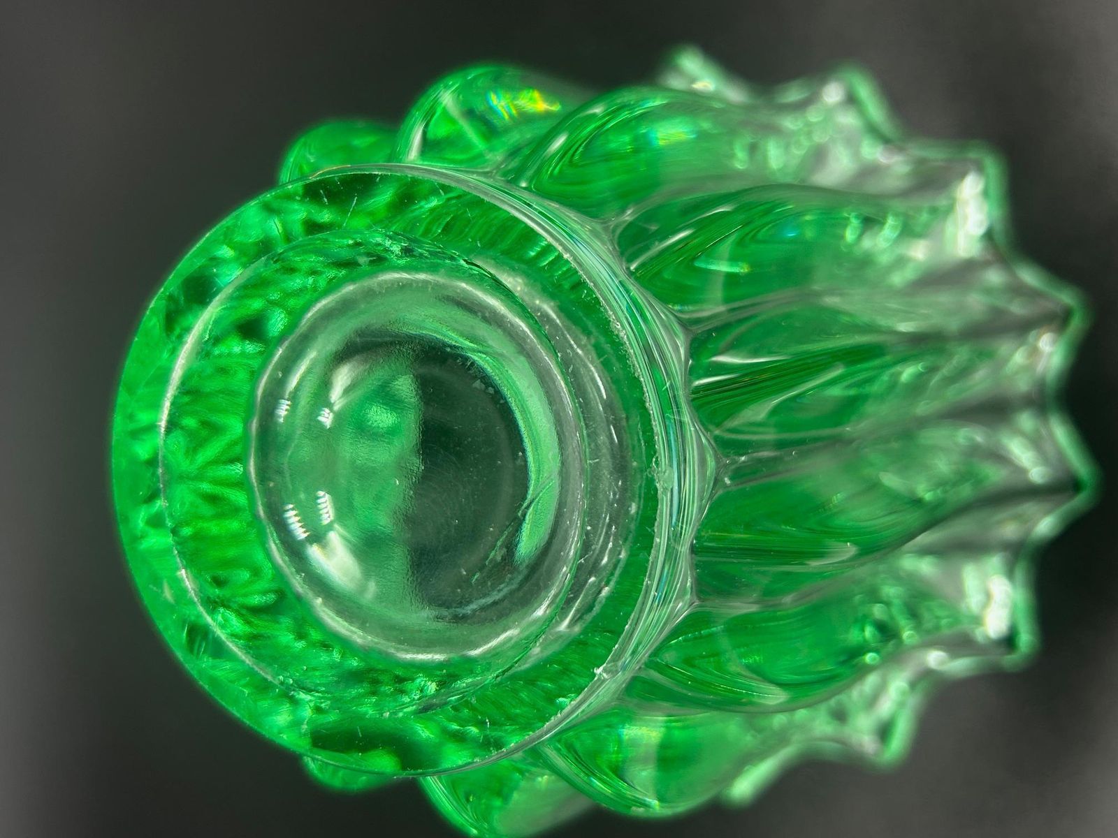 Green Crystal Vase By Pierre D'avesn Sculptural Design 1950s France photo vintage