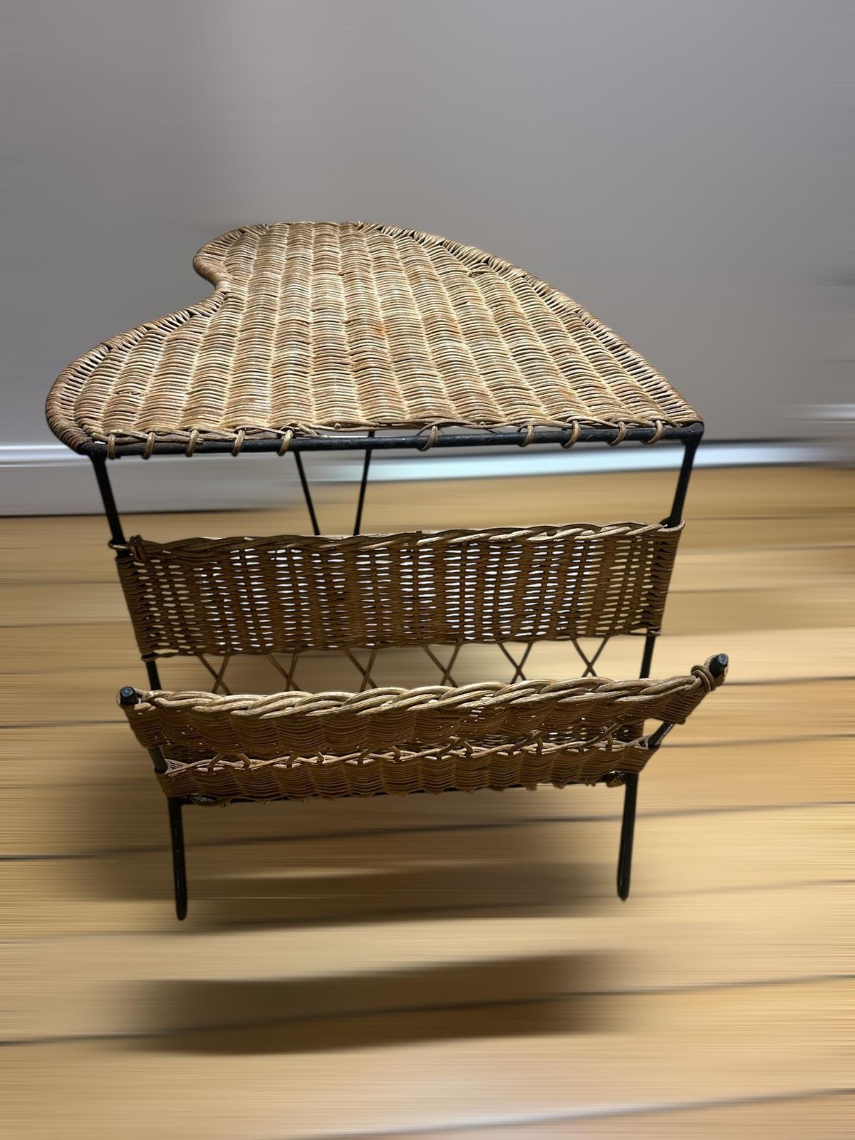 Free Form Table In Woven Wicker And Metal By Raoul Guys 1950s photo buy