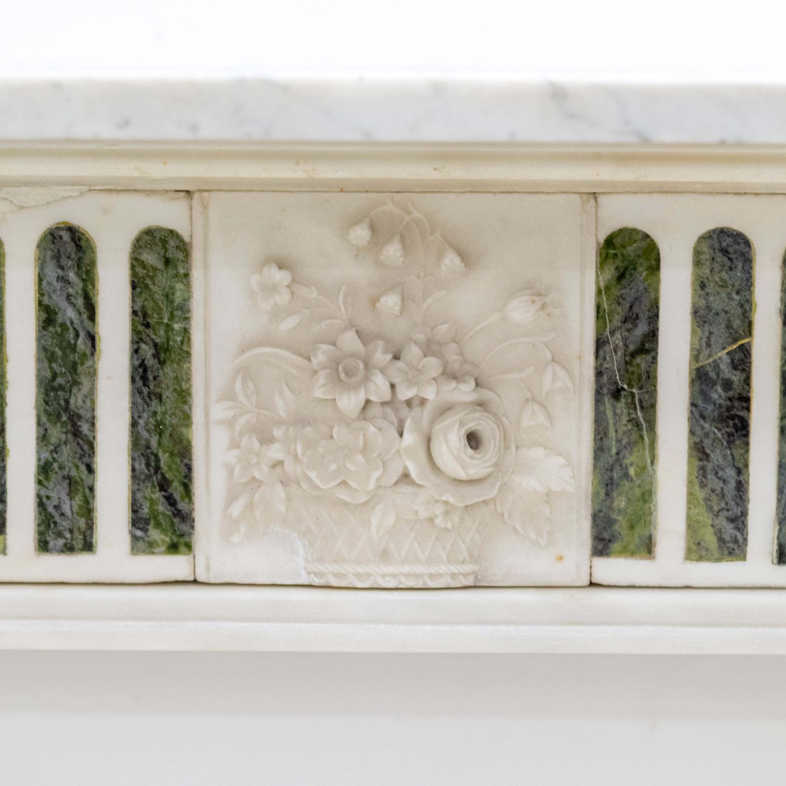 photo buy Antique Regency Statuary & Verde Marble Fireplace Surround
