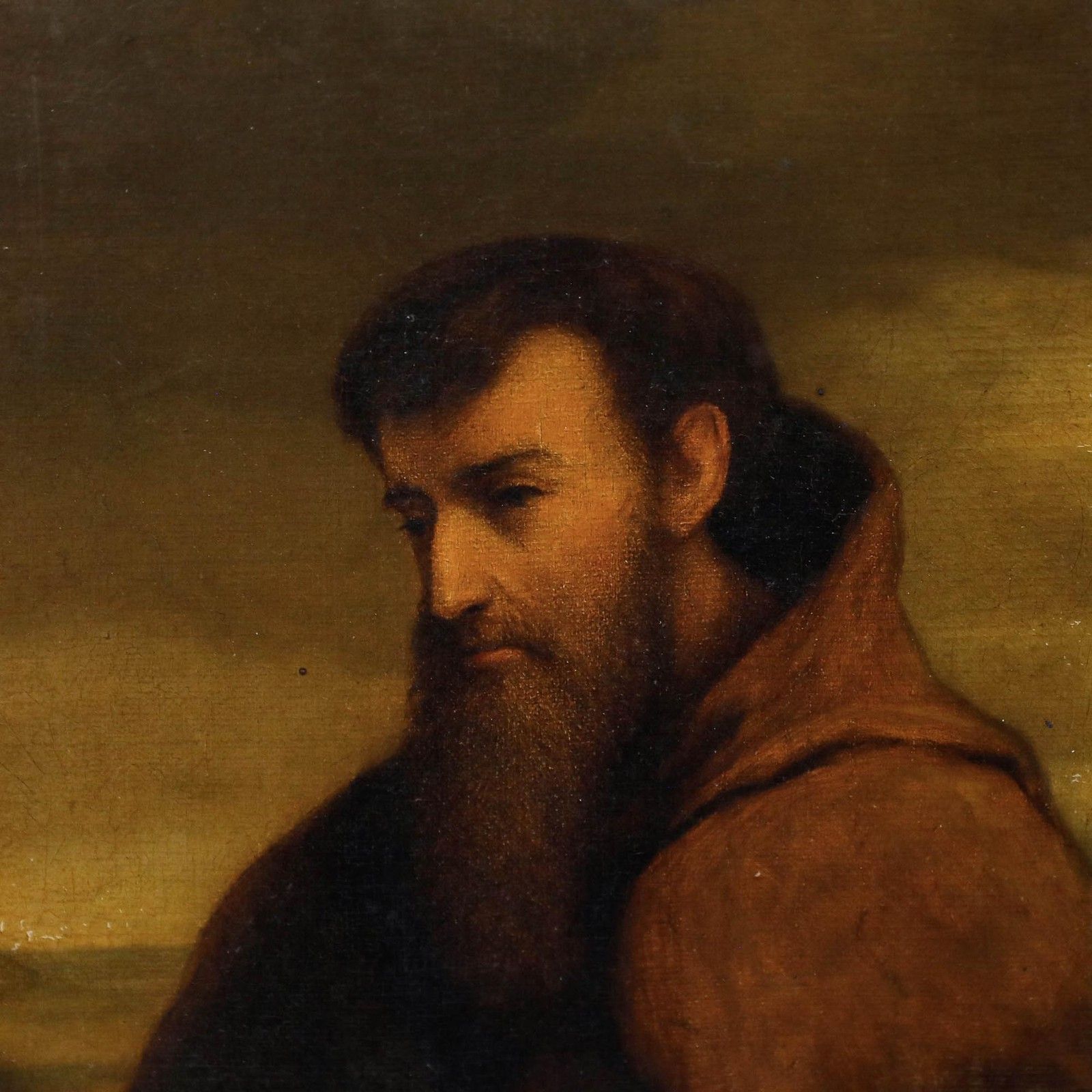 Framed 1843 Oil Portrait Of A Monk photo Art