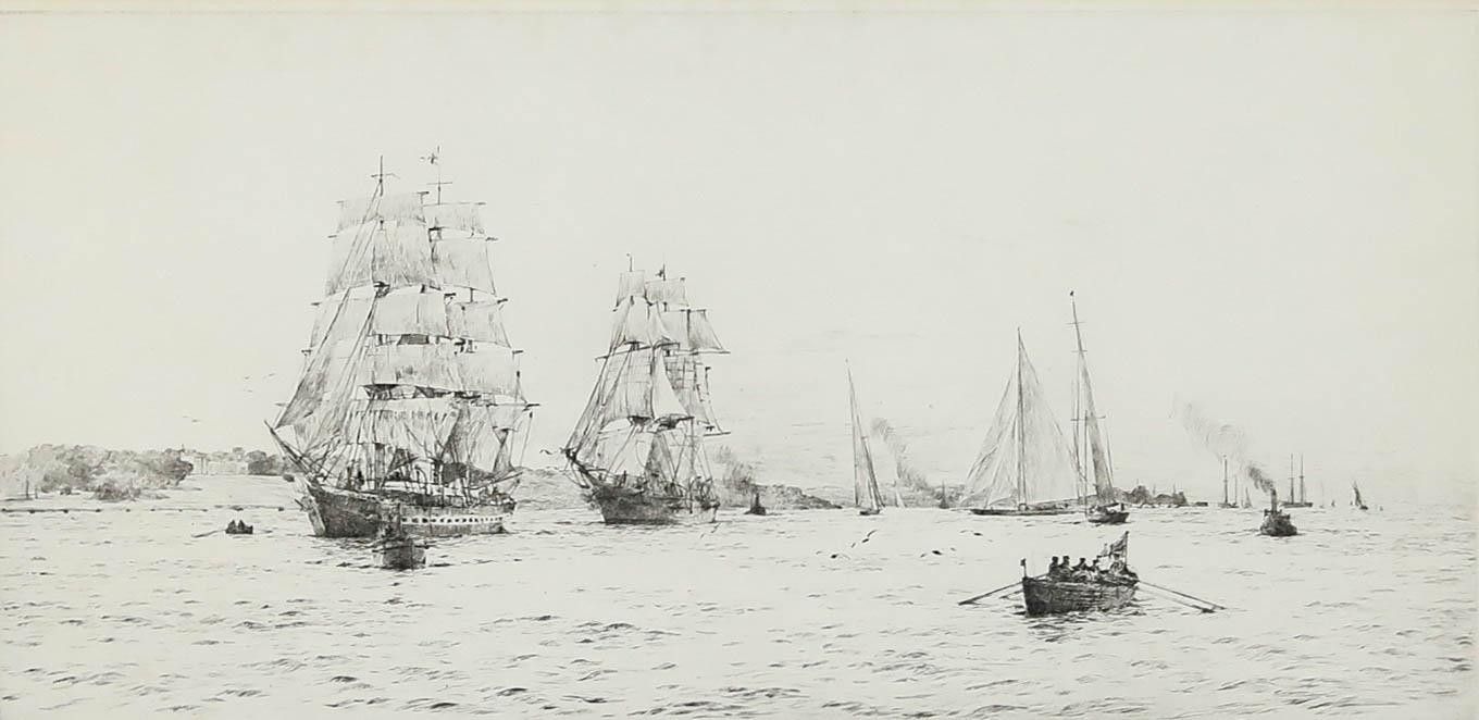 Rowland Langmaid Ra (1897 1956) Framed Etching, Fantome & Valhalla Off Cowes photo furniture