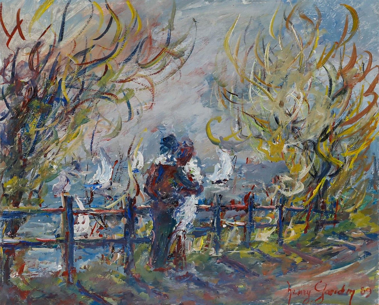 Henri Gaudin 1989 Oil, The Regatta At Sainte Adresse photo furniture