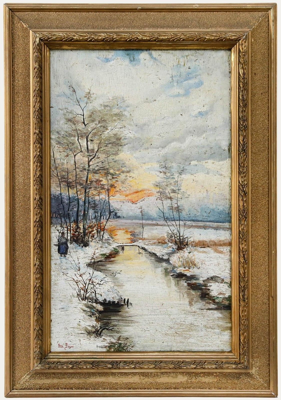 Ella Daser Early 20th Century Oil, Winter Landscape