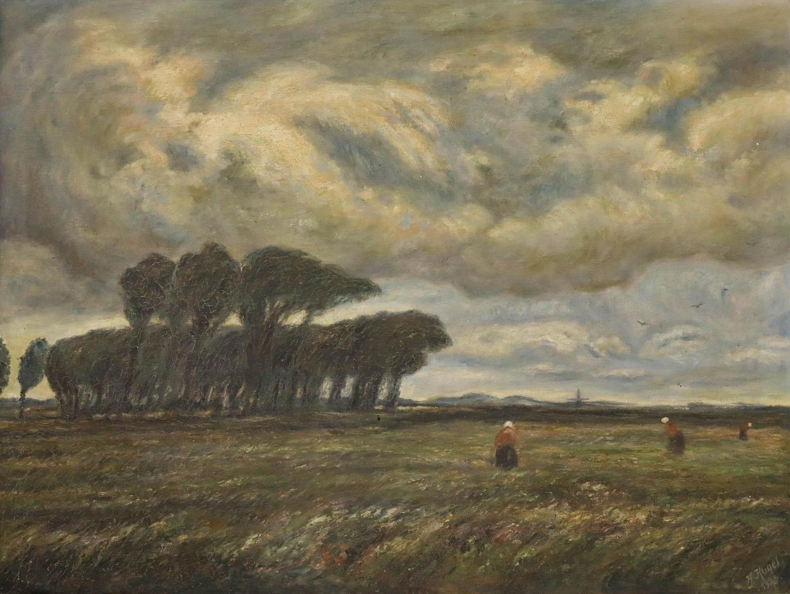 H. Kugel Dutch School 1923 Oil, Windswept Landscape photo furniture
