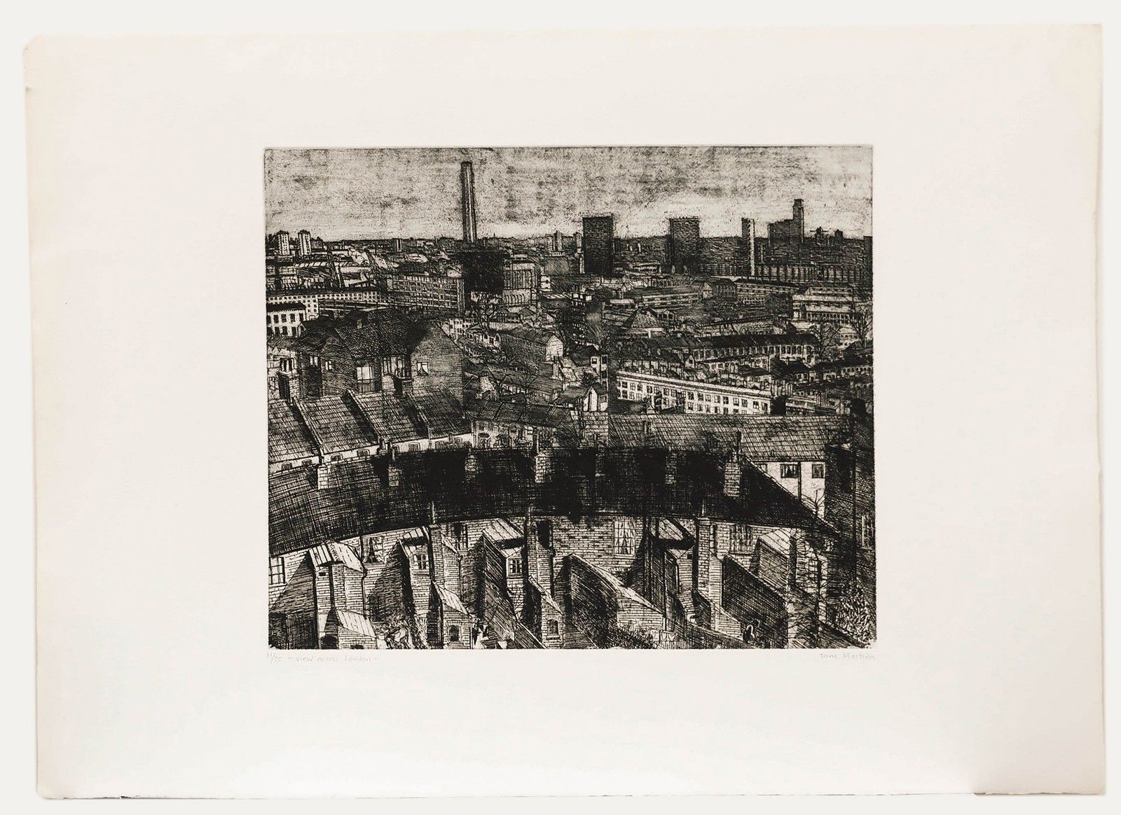 Toni Martina Re (1956 2017) 20th Century Etching, View Across London