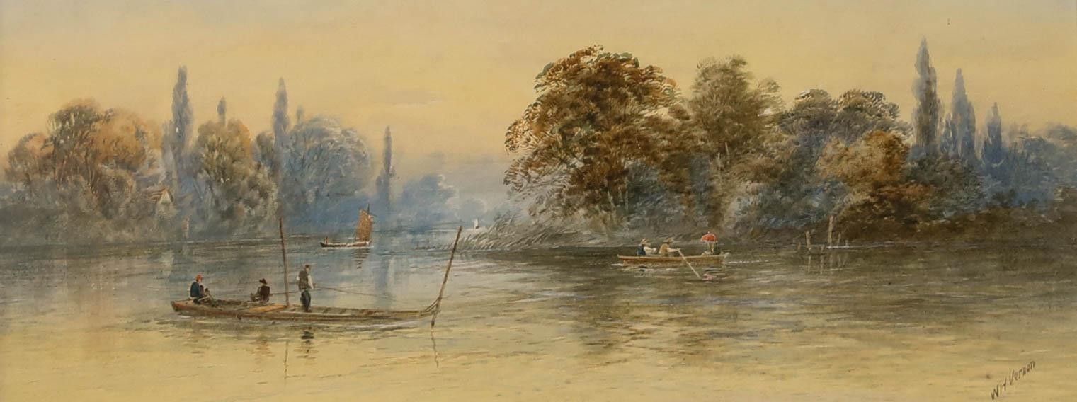 William Henry Vernon (1820 1909) Framed Watercolour, Punting On The River photo furniture