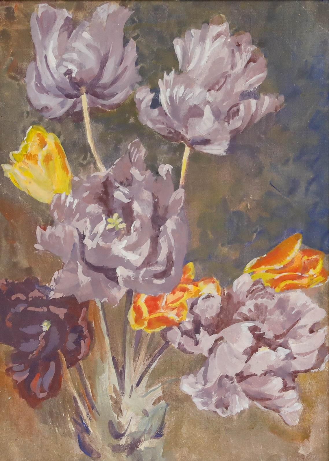 Leslie Charles Boyce (1892 1989) Mid 20th Century Oil, Purple Flowers photo furniture